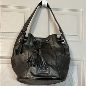 Silvery Bronze Mettalic Tignanello Leather Shoulder Bag